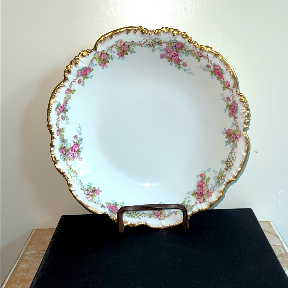 Antique JPL Limoges soup/ serving bowel 
Elegant Floral Gold-Trimmed